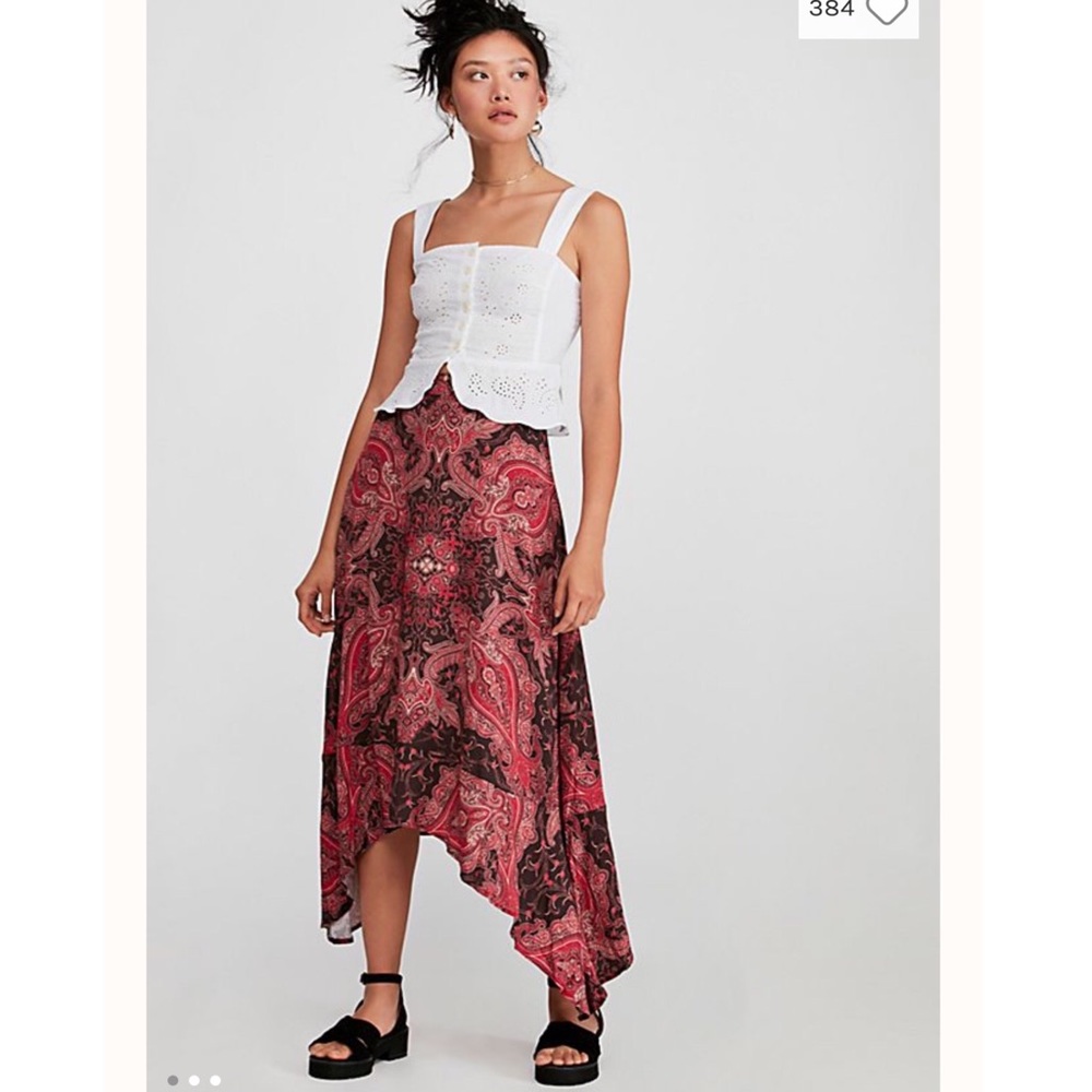 FREE PEOPLE Ruffled Hem Paisley Skirt